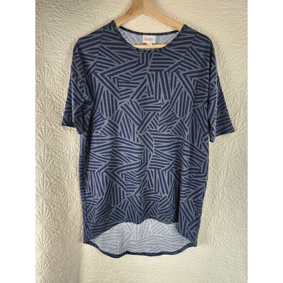 LuLaRoe Irma Women's Shirt Blue & Gray Geometrical Design Size XXS - Picture 1 of 4